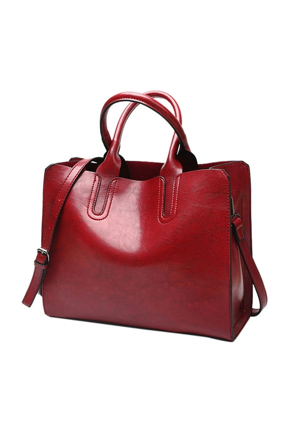 Ladies Shoulder Bag Fashion Solid Color Vintage Zipper Large Capacity Shoulder Handbag