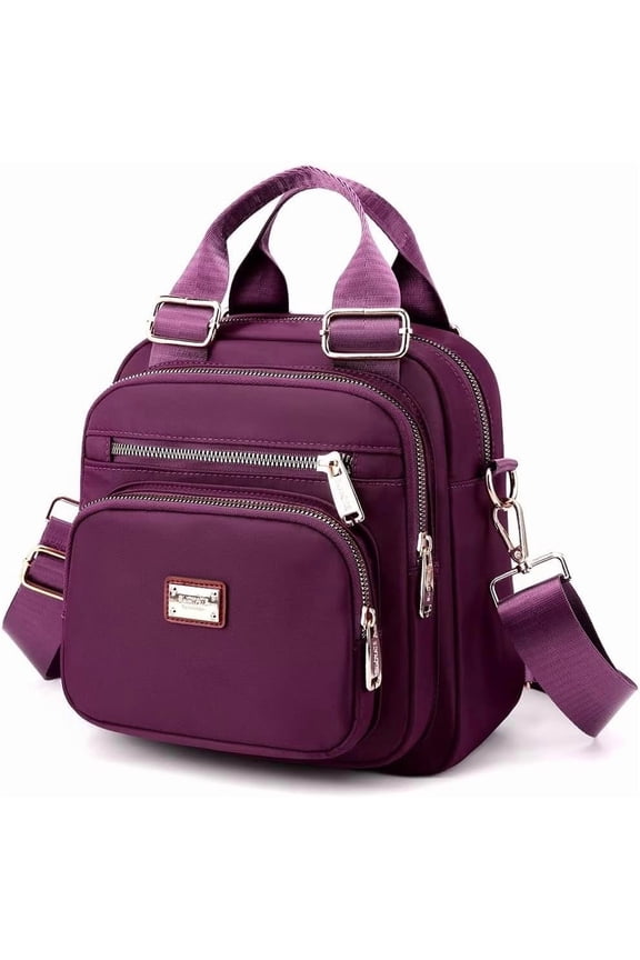 Ladies Shoulder Bag Nylon Waterproof Crossbody Small Lightweight Backpack Multi-Pocket Tote Bag