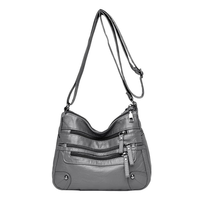 Ladies Shoulder Bag Soft Leather Fashion Hundred Double Crossbody Bag ...