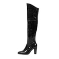 Ladies Side Zipper Over Knee Boots Pointed Toe Lace Front High Shoes ...