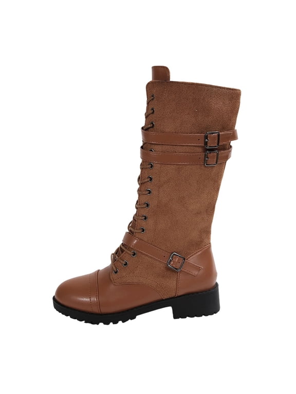 Ladies Side Zipper Three Button Chunky Heel Boots, High Heel Temperament Mid Calf Us Size 9.5