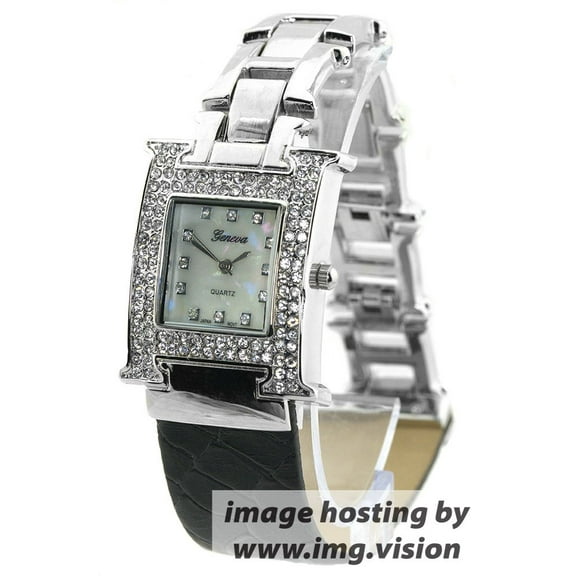 Ladies Silver Tone CZ Clubbing Watch 25.9mm 10mm thick case.