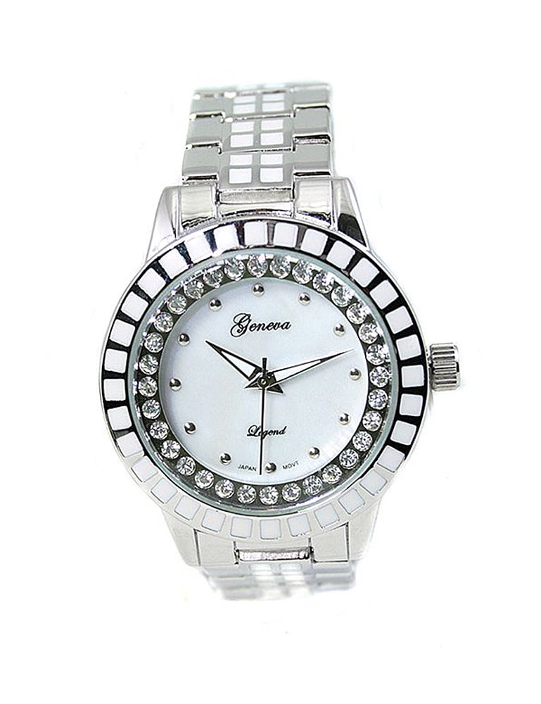 Ladies Silver-Tone Cream CZ Clubbing watch 34mm 11mm thick  display picture 2