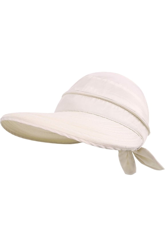 Ladies Simple Hat UPF 50+ UV Sunscreen Convertible Beach Sun Hat, Big Brim Summer UV Protection Beach Hat, Beige