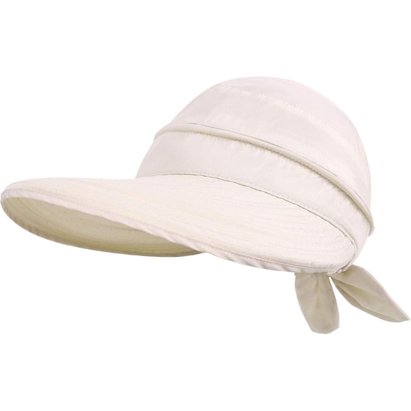 Ladies Simple Hat UPF 50+ UV Sunscreen Convertible Beach Sun Hat, Big Brim Summer UV Protection Beach Hat, Beige