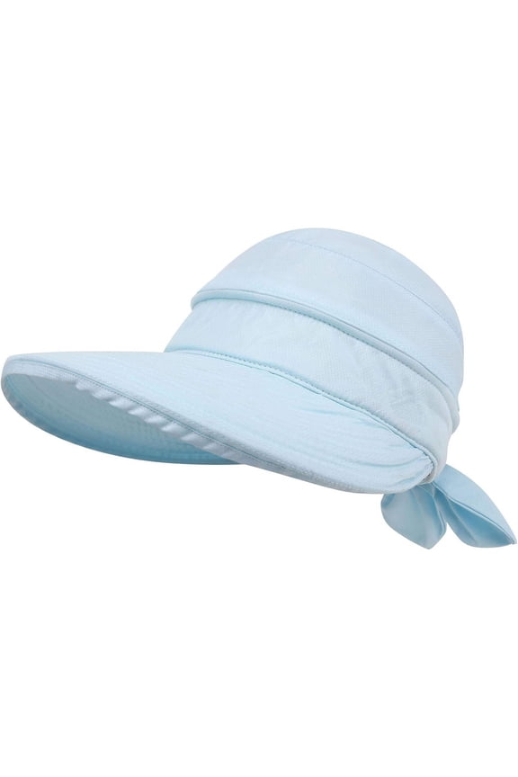 Ladies Simple Hat UPF 50+ UV Sunscreen Convertible Beach Sun Hat, Big Brim Summer UV Protection Beach Hat, Blue