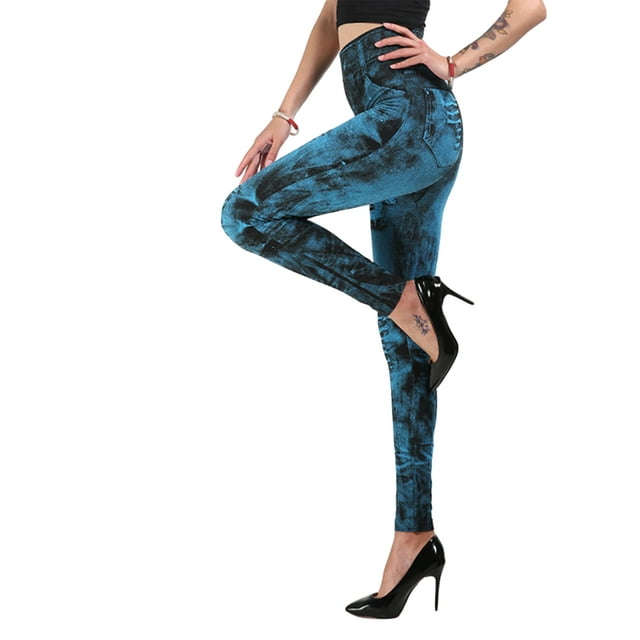 Ladies Skinny Jeans Stretch Jeans High Waisted Leggings Denim Print Distressed Jeans For Women Seamless Full Length Pencil Pants