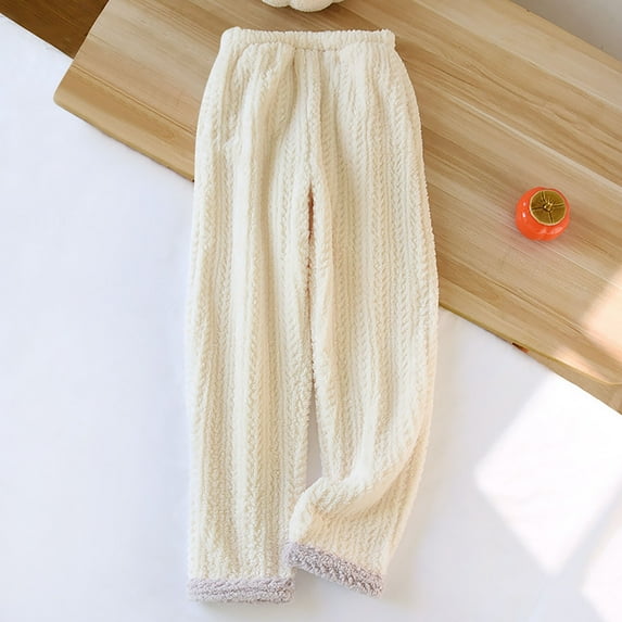 Ladies Sleepwear Pajama Pants Women Sleeping Clothes for Women Womens Solid Color and Velvet Sleeping Pants Thick and Warm Loose Pants Pajamas Pants