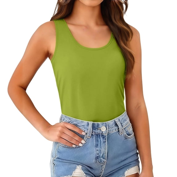 Ladies Sleeveless Camisoles Detachable Feature Adjustable Thin Straps Light Stretchy Shirts for Casual Shopping Resting Sports Figure Camisoles (Green,L)
