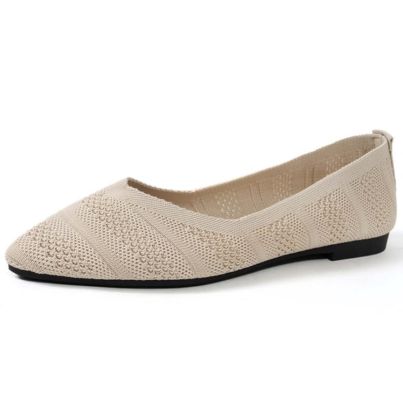 Ladies Slip On Flats Comfortable for Quick Outings & Errands Women's Solid Color Pointed Toe Flat Casual Breathable Ladies' Openwork Knitted Shoes Breathable