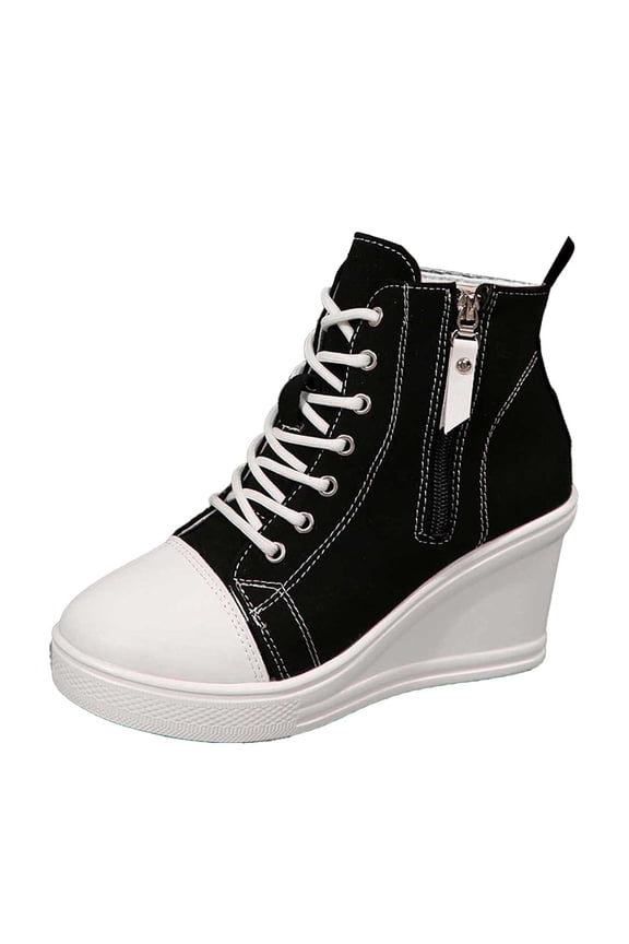 Ladies Slip On Mules for Mail Retrieval & Quick Trips Women's Casual Shoes Fashion Platform Lace Up On Comfortable Walking Shoes For Daily Wear With Side Zipper Design