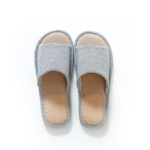 Ladies Slippers Women Cotton Memory Foam Summer House Slippers Slides Indoor Bedroom Sandal Shoes Open Toe Washable With Non Slip Linen Sole Women's Shoes Sky Blue Size 9