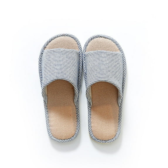 Ladies Slippers Women Cotton Memory Foam Summer House Slippers Slides Indoor Bedroom Sandal Shoes Open Toe Washable With Non Slip Linen Sole Women's Shoes Sky Blue Size 9
