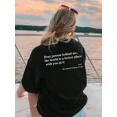 thumbnail image 1 of Ladies' Slogan Printed Round Neck Short Sleeved Casual T-Shirt, Suitable For Spring And Summer, Fashionable And Versatile For Daily Use. Vacation Outfits Women Graphic Tees Women White Top Black Top, 1 of 7