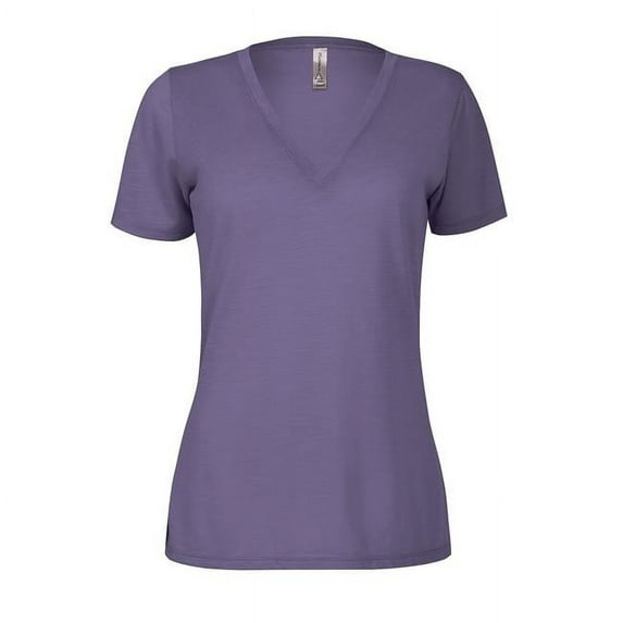 Ladies Slub Short Sleeve V-Neck T-Shirt, Vino - 2X