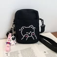 thumbnail image 1 of Ladies Small Canvas Shoulder Bags Phone Bag Handbags Purse BLACK, 1 of 8