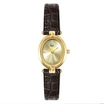 Ladies Small Oval Face Quartz Watch Vintage Gold Leather Wristwatch for Women Xmas Gift