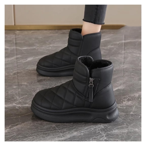 Ladies Snow Low Ankle Boots Women's Faux Fur Lined Boot Women's Comfort Platform Boots,Snow Boots for Women Fashion Platform Shoes