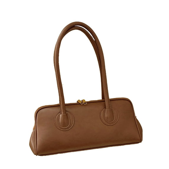 Ladies Soft Baguette Shoulder Bag,PU Leather,Dark Brown