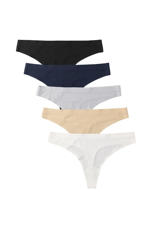 Ladies Soft Brief Underwear 5 Pack Casual Seamless Breathable Dailywear Panties Lightweight Comfy Stretch Underpants