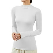 トップス SECOND/LAYER VEAL THERMAL WHITE Women's Cotton Waffle Knit Thermal Underwear Stretch Shirt
