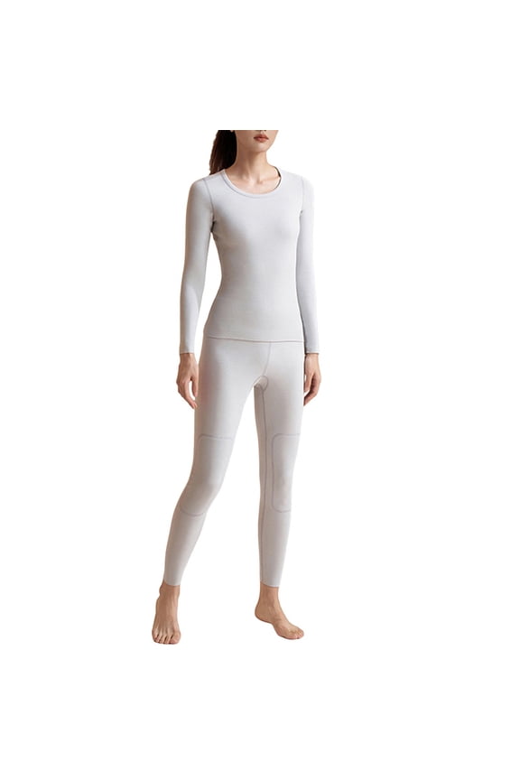 Ladies Soft Thermal Underwear Cold Weather Silk Set Pants Crew Neck Clothes Fashion Thicken Plush Winter Warm Lined Base Layer Casual Bottoms Tops