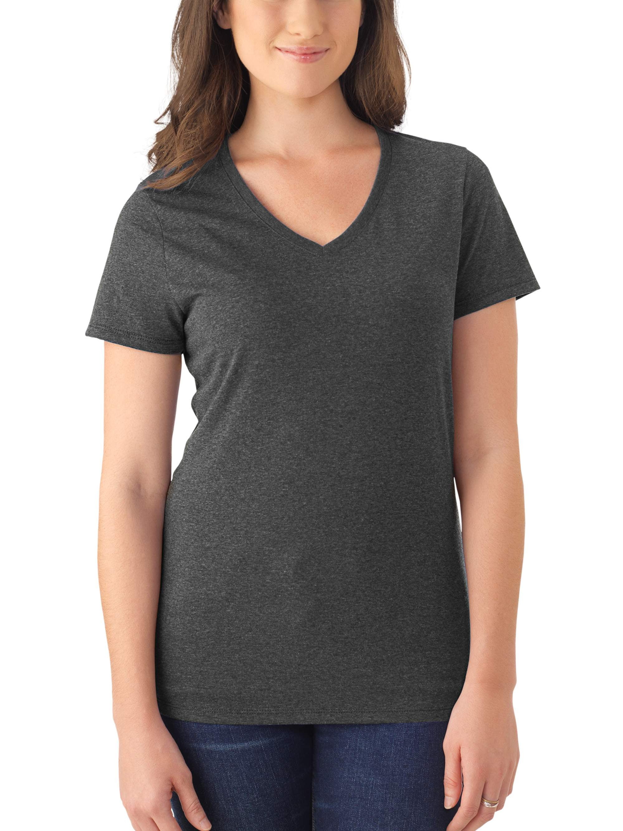 Ladies' Soft Tri-blend V Neck T Shirt, 2 Pack - Walmart.com