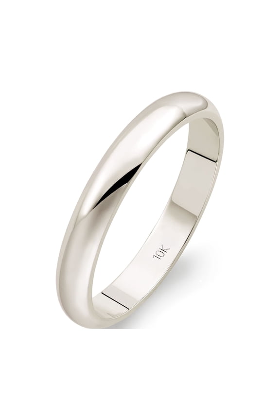 Ladies Solid 10K White Gold 3mm Traditional Fit Plain Wedding Band Ring Size 4