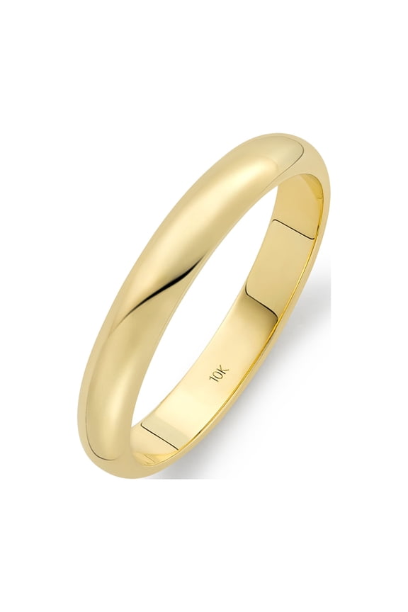 Ladies Solid 10K Yellow Gold 3mm Traditional Fit Plain Wedding Band Size 5