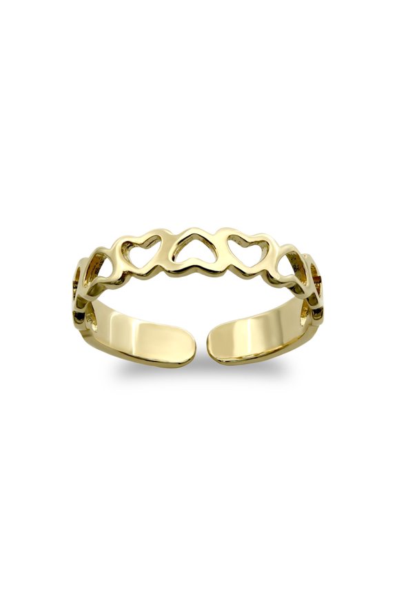 9ct Gold Jewelco London Cut Out Love Hearts Inversion Pattern Toe Ring