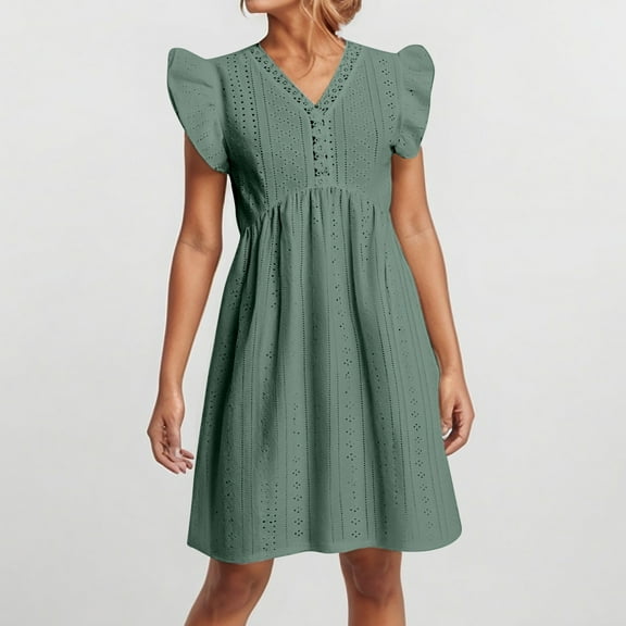 Ladies' Solid Color Casual Dress With Lace Hanging Sleeves And Mini Cover Dress Casual Knee Length Dresses for Women Beach T Shirts for Women Wrap Dresses Summer Dress Women Long Sleeve Dresses Women
