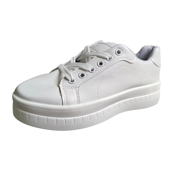 Ladies Solid Color Casual Shoes for Women on Loafer Round Toe Lace Women's Wedges Casual Shoes Up Platform Casual Shoes