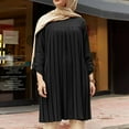 thumbnail image 1 of Ladies' Solid Color Casual Temperament Elegant Pleated Solid Color Round Neck Long Sleeved Pleated Round Neck Plus Size Top Oversized Tee for Women Tall Womens Shirts Women Casual Tee T Shirt Womens, 1 of 5
