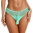 thumbnail image 1 of Ladies Solid Color Crochet Knitted Swim Trunks - High Waist, Ruched Front, Beach Shorts - Handmade, S-L, 1 of 3