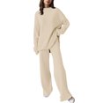 thumbnail image 1 of Ladies' Solid Color Knitted Turtleneck Sweater And Trousers Set For Fall/Winter Elegant And Stylish, 1 of 2