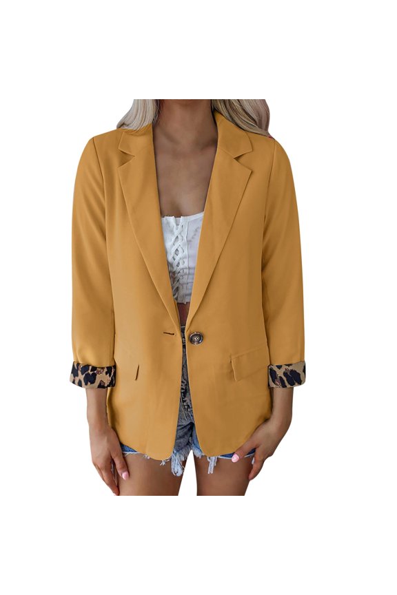 Ladies' Solid Color Slim Fit One Button Middle Sleeve Leisure Suit Jacket Duster Coat plus Size Woman Clothes Coats for Teens Heated Windbreaker Coat Apocalypse Coat Half Vest Formal Coats for Women