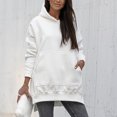 thumbnail image 1 of Ladies Solid Color Thickened Slit Front Pocket Long Sleeve Hoodie Cowl Neck Side Slit Pockets Hoodie Hoodie Women with Pockets Tunic Length Jackets Long Jacket Women Womens Oversized Sweatshirts And, 1 of 8