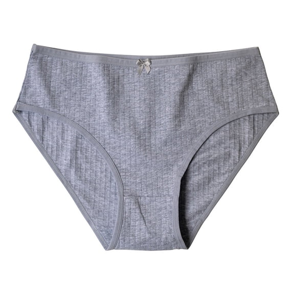 Ladies Solid Color Thong Mid-Rise Breathable Casual Briefs