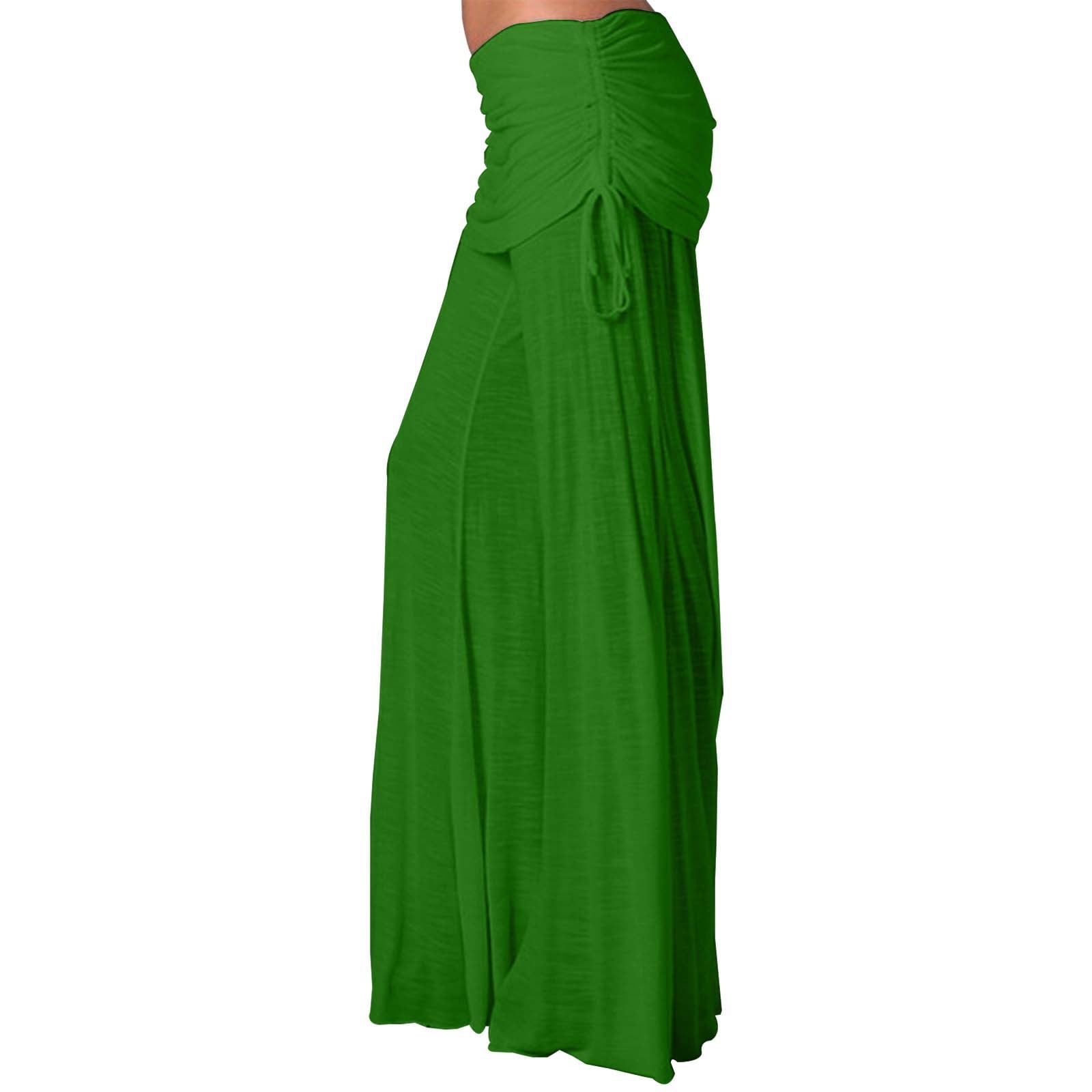 Ladies' Solid Color Wide Leg Athletic Pants With Belt Mid Rise Dance