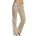 thumbnail image 1 of Ladies' Solid Cotton And Linen Temperament Slim Casual Trousers, 1 of 4