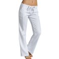 thumbnail image 1 of Ladies' Solid Cotton And Linen Temperament Slim Casual Trousers, 1 of 4