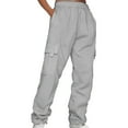 thumbnail image 1 of Ladies' Solid Drawstring Elastic Waist Pocket Pants Slacks, 1 of 6