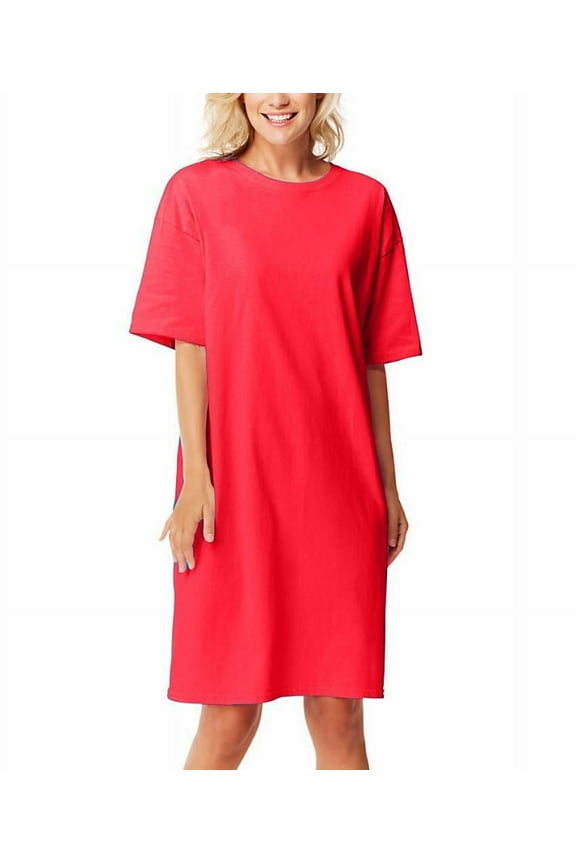 Ladies Solid Red Color Sleep Ultra Cotton Active Perfect Regular-Fit Short-Sleeve Crewneck T-Shirt