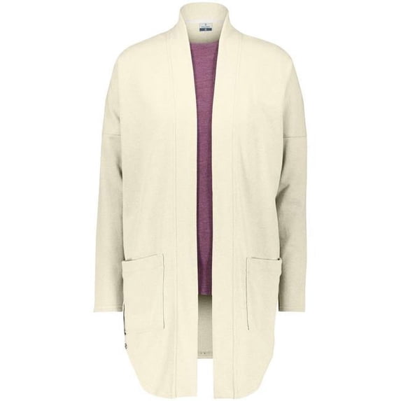 Ladies Sophomore Cardigan Top, Vintage Birch Heather - Large