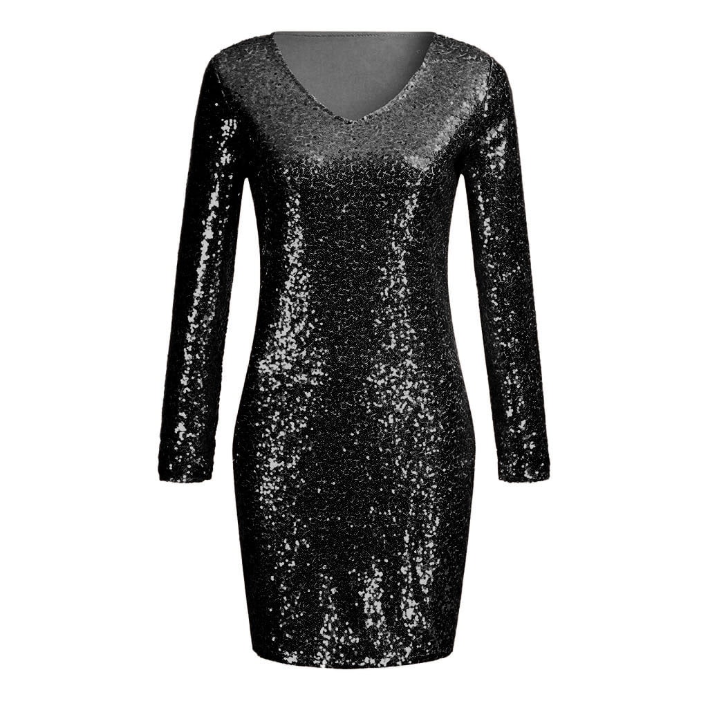 Ladies Sparkle Glitzy Glam Sequin V Neck Sleeveless Party Club Mini Sexy Dress 1169