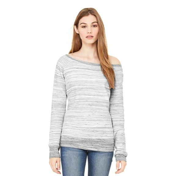 Ladies' Sponge Fleece Wide Neck Sweatshirt - LT GREY MARBLE - M