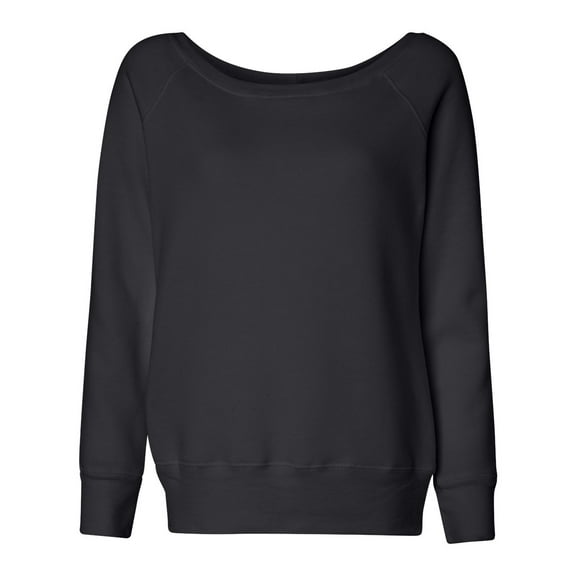 Ladies' Sponge Fleece Wide Neck Sweatshirt - SOLID BLK TRBLND - M