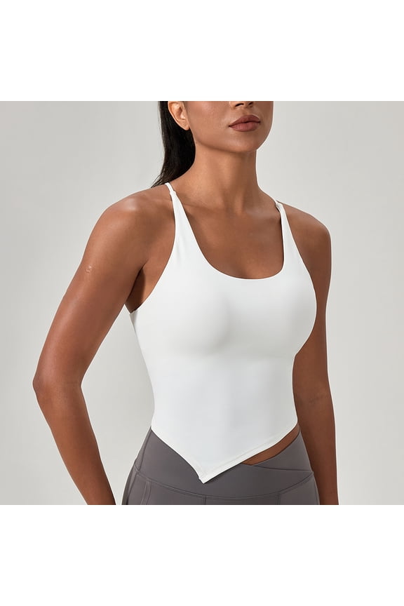 Ladies' Sport Vest, Sling, with Chest Pad, Breathable, Four-Sided Elastic, Yoga, Running, Fitness, Pilates, Daily Travel,S,White