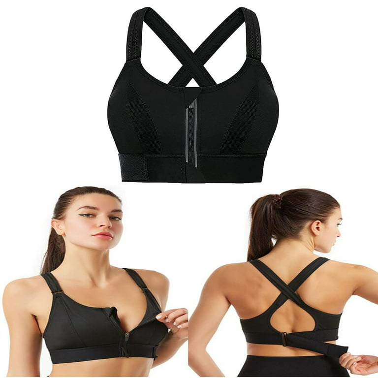 Ladies Sports Bra No Steel Ring Zipper Vest Yoga Cross Back Beauty  Underwear Women Adjustable Straps