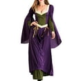 thumbnail image 1 of Ladies Spring Dresses Women's Renaissance Medieval Dress with Flare Sleeves - Gothic Ruched Long Maxi Dress for Halloween Party Costumes Purple L, 1 of 9